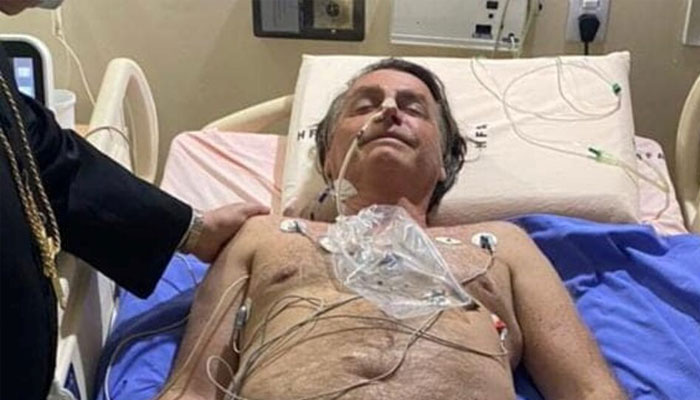 Brazils ex-president Jair Bolsonaro at the armed forces hospital (HFA) in Brasilia, July 14, 2021.—Reuters