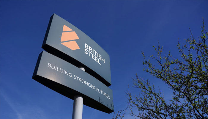 A view of a signboard of a British Steels Scunthorpe plant, in Scunthorpe, northern England, Britain, March 31, 2025. —Reuters