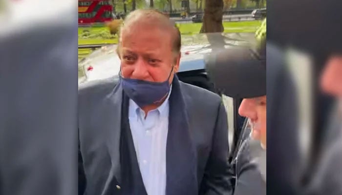 PML-N President Nawaz Sharif arrives in London on April 12, 2025. — Screengrab via Facebook@Murtaza Ali Shah