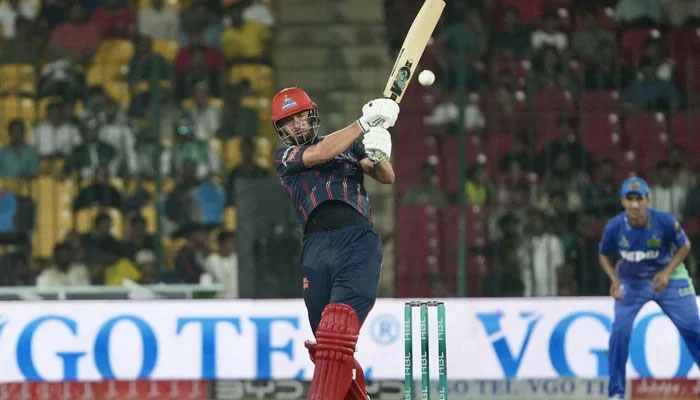 Karachi Kings James Vince plays a shot during their PSL 10 match against Multan Sultans at the National Bank Stadium in Karachi on April 12, 2025. — PCB