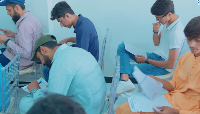 Students give a mega IT test at its PAF branch on Sharea Faisal on April 13, 2025. — Screengrab via Facebook@SaylaniWelfareInternationalTrust