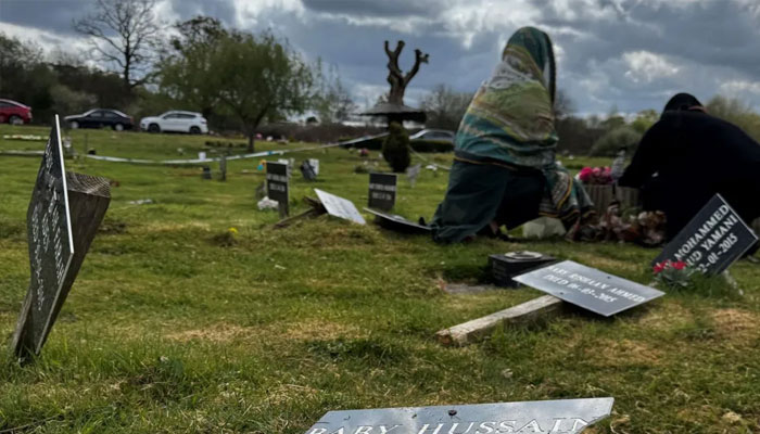 Many plaques in memory of babies and children can be seen destroyed or damaged. —Wadi Funeralcare/File