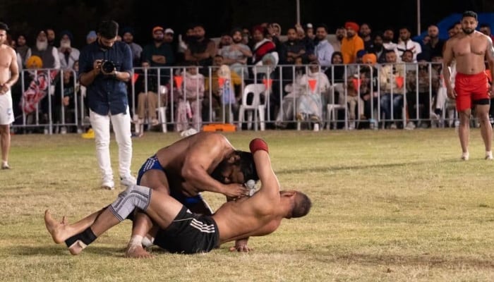 Two kabaddi players competing in a match on September 23, 2024. —Facebook@AmberJadeSandersonMLA