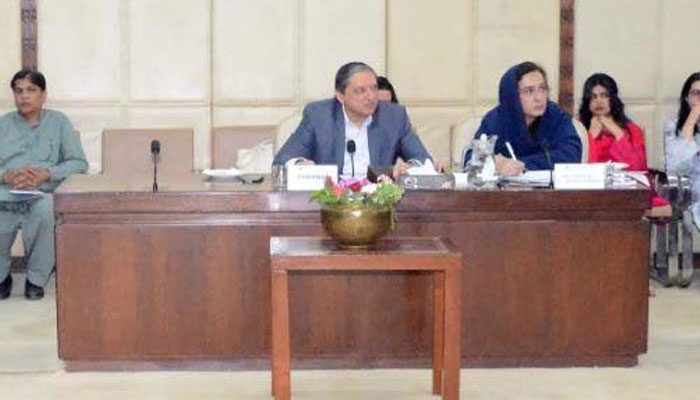 Senator Saleem Mandviwalla chairing the meeting of the Senate Standing Committee on Finance and Revenue, April 16, 2025. —Facebook@Pakistansenate
