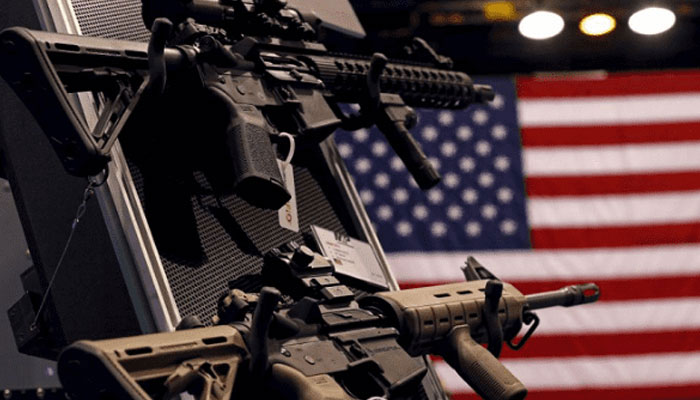 US flag can be seen behind the guns. —TheNews/File