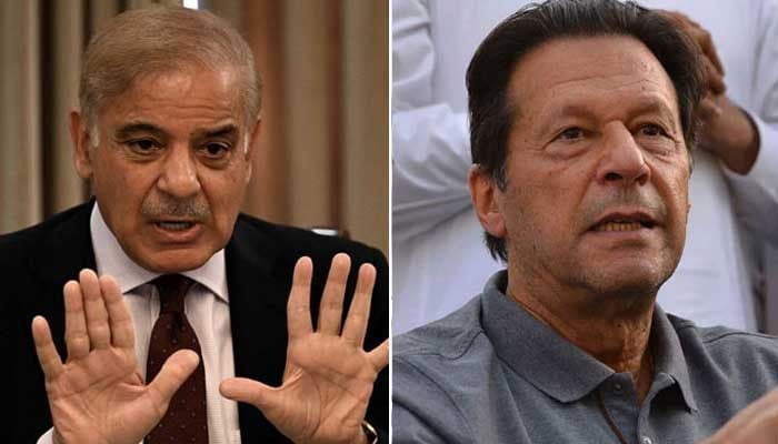 Prime Minister Shahbaz Sharif (left) and PTI Chairman Imran Khan (right). — AFP/File