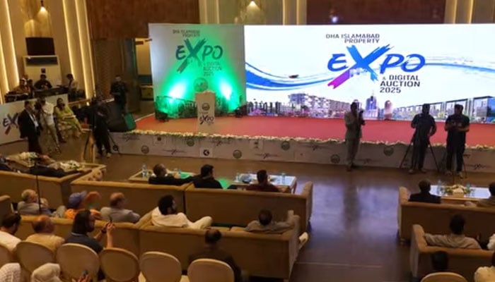 A view of  the Real Estate Expo & Digital Auction 2025 launched by DHA Islamabad on April 20, 2025. — Facebook@DHAIsbRwp
