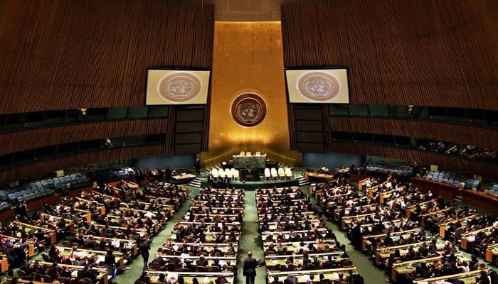The United Nations General Assembly session underway in this undated image. — APP/File