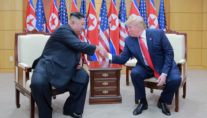 US President Donald Trump and North Korean leader Kim Jong Un shake hands during a meeting at the demilitarized zone (DMZ) separating the two Koreas, in Panmunjom, South Korea, June 30, 2019. — Reuters
