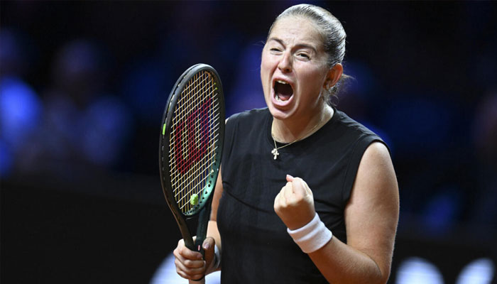 Jelena Ostapenko celebrating the victory. — AFP/File
