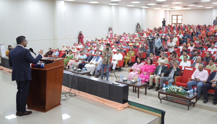 Vice Chancellor Prof. Dr. Aqif Anwar Ch addresses a STEM Education Training Workshop on April 22, 2025. — Facebook@ue.edu.pk.official