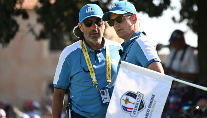 Jose Maria Olazabal (left) can be seen. — AFP/File