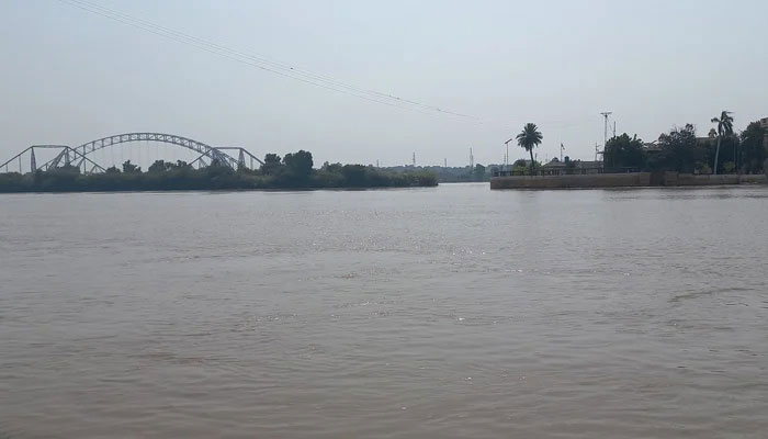 This image released on October 10, 2023, shows a general view of the River Indus. — Facebook@Living Indus