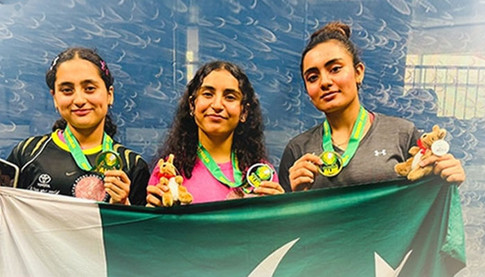 Gold medalist Mahnoor Ali, Shehrish Ali and Mehwish Ali. —Facebook@toyotacitymultan/File