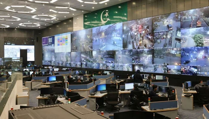 Employees of the PSCA work in the operation room in this image on November 3, 2021. — Facebook@Punjab Safe Cities Authority