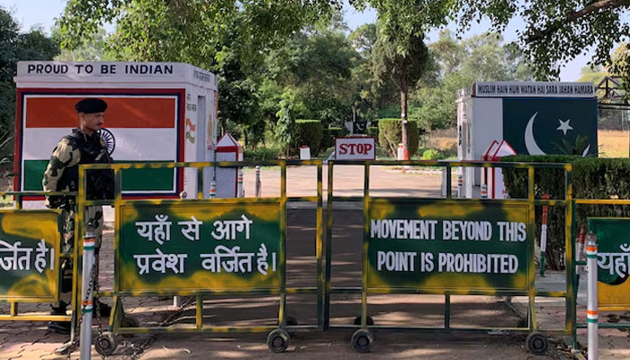 An Indian Border Security Force (BSF) soldier stands guard at the international border with Pakistan in Suchetgarh near Jammu on  November 2, 2022. — Reuters