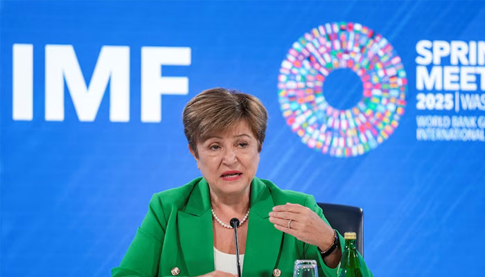 IMF Managing Director Kristalina Georgieva holds a press briefing during the 2025 annual IMF/World Bank Spring Meetings in Washington, DC, US, April 24, 2025.—Reuters