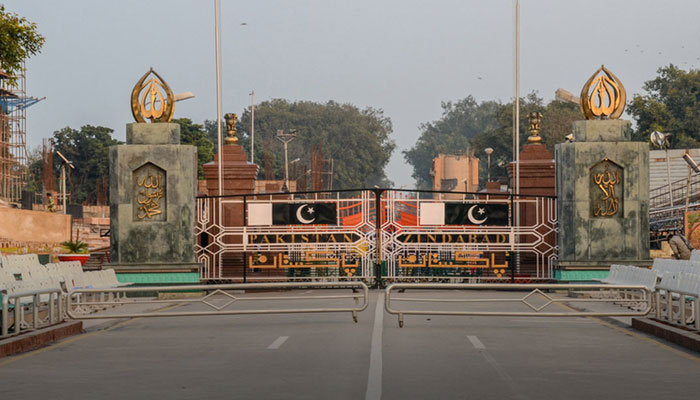 Closed gates of Wagah Border. —TheNews/File