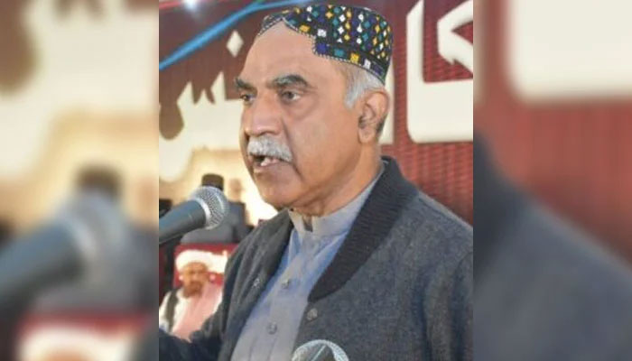 Secretary General of the Grand Democratic Alliance Dr Safdar Ali Abbasi addresses an event. — GDA Website/File