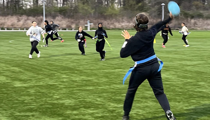 Members of the Staten Island Giants flag football club train.— AFP/File