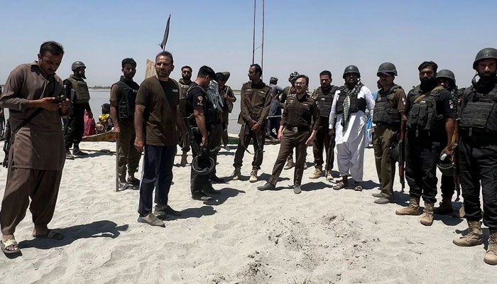 Punjab police personnel standing alert during an operation on April 28, 2025. — Facebook@PunjabPolicePakistanOfficial