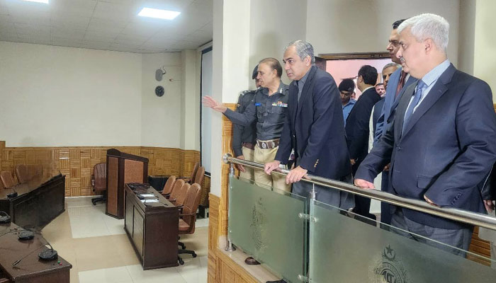 Federal Interior Minister Mohsin Naqvi is being briefed about upgradation project of the National Police Academy (NPA) on April 28, 2025. — Facebook@Ministry of Interior GoP