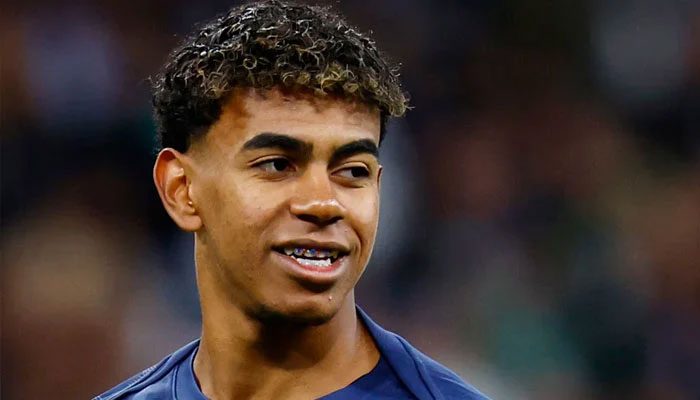 Barcelonas Lamine Yamal during the warm up before a match.— Reuters/File