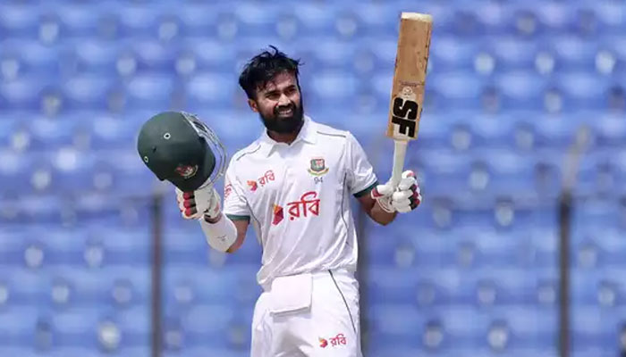 Shadman Islam celebrates his Test century in Chattogram. —BCB/File