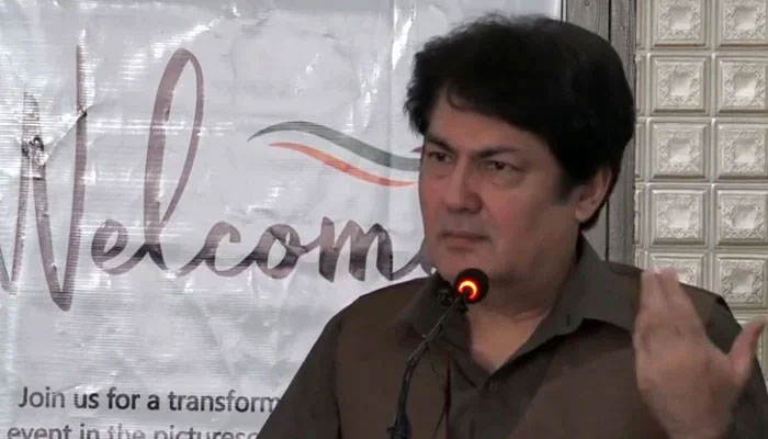 Advisor to Chief Minister on Information and Public Relations Barrister Dr Muhammad Ali Saif addresses an event. — Screengrab@Facebook@BarristerDrSaif/File