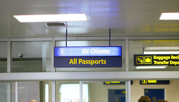 A representational image of passport chekcing counter. —AFP/File