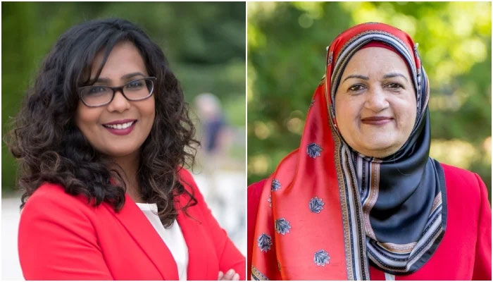 Photo collage shows Canadas Liberal Party candidates Iqra Khalid and Salma Zahid. —  iqrakhalid.liberal.ca/Facebook/Salma Zahid