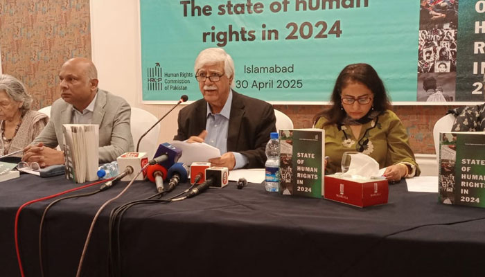 Human Rights Commission of Pakistan (HRCP) launches annual report, ‘State of Human Rights in 2024’, on April 30, 2025. — Facebook@HRCP87