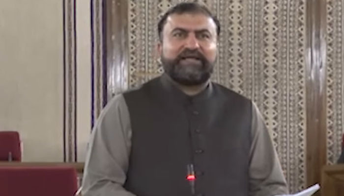 Balochistan Chief Minister Sarfraz Bugti speaks during a session in Balochistan Assembly on April 30, 2025. — Screengrab via Facebook@CMOBalochistanOfficial