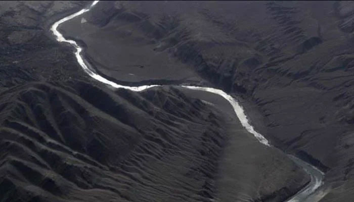 An undated photograph of an aeriel view of the Indus river flowing through Ladakh, Jammu and Kashmir. — AFP/File