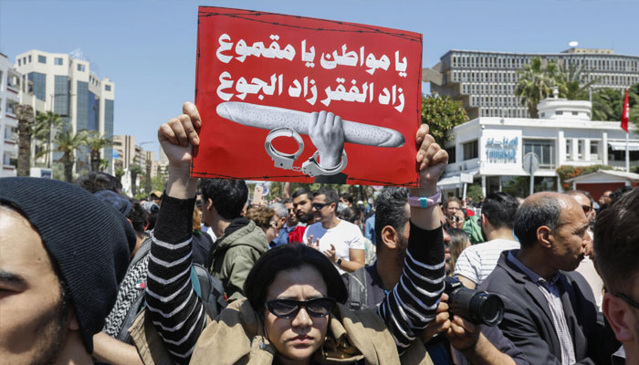 Protesters in Tunis rally against President Kais Saied on Labour Day. —AFP