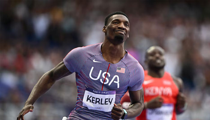 Fred Kerley of United States reacts after finishing semi-final 3 in second place. — Reuters/File