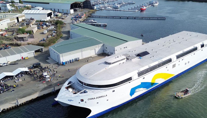 The largest electric-powered ship is seen in this image.— AFP/File