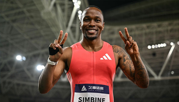 South Africas Akani Simbine celebrates after winning the mens 100m. —AFP/File