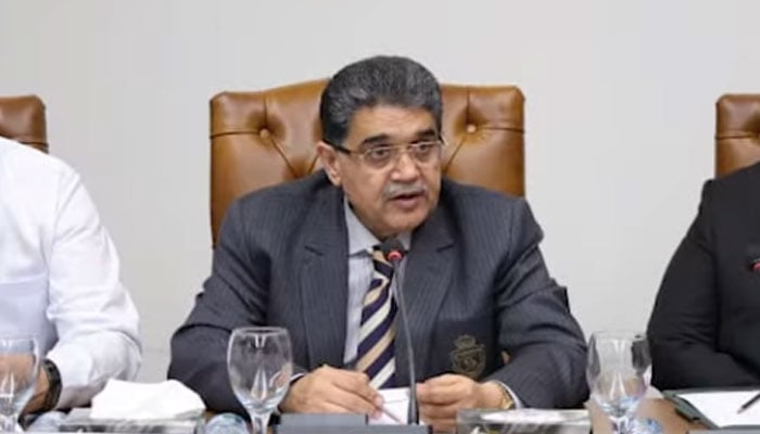 Lahore Chamber of Commerce and Industry President Mian Abuzar Shad speaks in a meeting on April 30, 2025. — Screengrab via Facebook@lcci.official