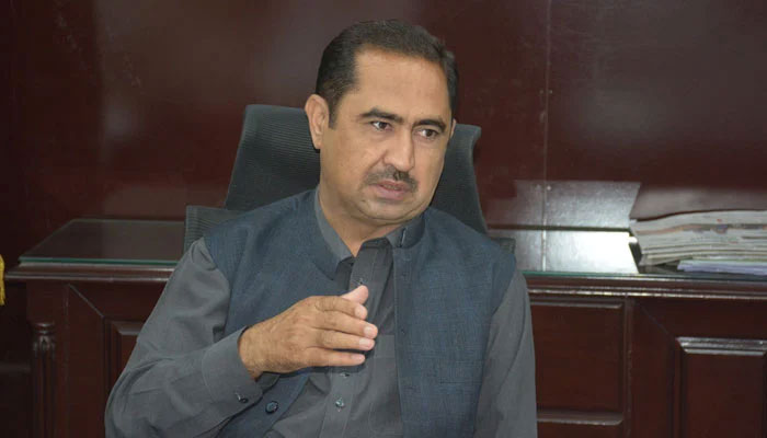 Deputy Commissioner Tank Tanveer Khattak gestures as he speaks in a meeting on April 18, 2025. — Facebook@DATAANK