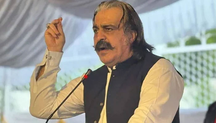 Khyber Pakhtunkhwa Chief Minister Ali Amin Gandapur addresses an event in an undated picture. — Facebook@Ali Amin Khan Gandapur/File