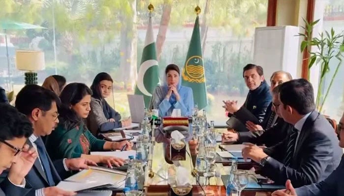 Maryam Nawaz chairing a special review meeting on the ongoing development projects of roads and health centres across Punjab on January 19, 2025. —Facebook@TheMaryamNSharif