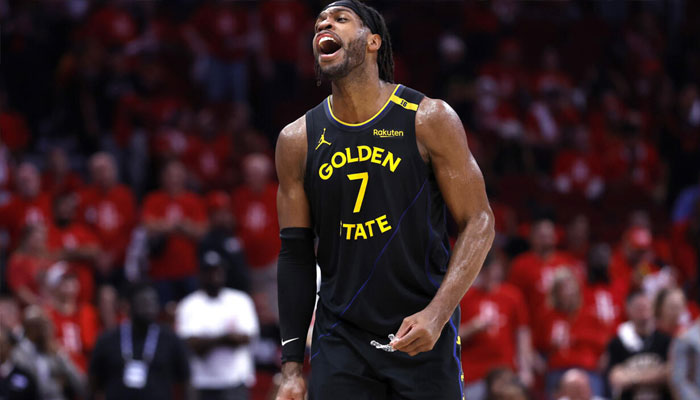 Buddy Hield of the Golden State Warriors celebrates a three-point basket in the Warriors victory over the Houston Rockets in game seven of their NBA playoff series. —AFP/File
