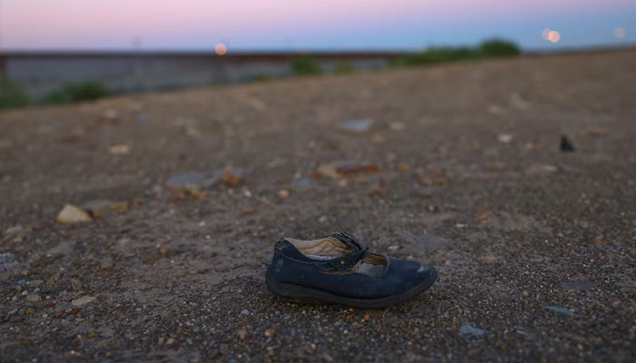 A childs shoe is seen on the border between Mexico and the United States ahead of the U.S. presidential elections in November, in Ciudad Juarez, Mexico, September 9, 2024.—Reuters