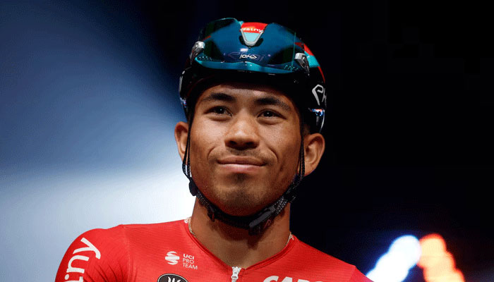 Lotto–Dstnys Caleb Ewan ahead of stage 12 in Tour de France at Roanne to Belleville-En-Beaujolais on July 13, 2023. — Reuters