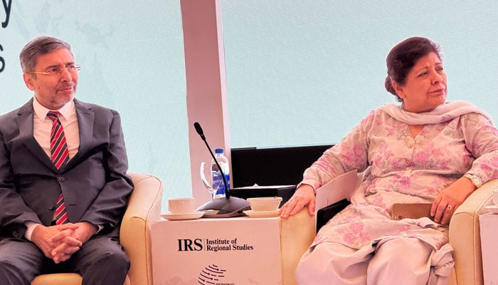 Former Finance Minister Dr Shamshad Akhtar (right) attends a session on “China’s vision for modernisation: prospects for regional prosperity” organised by Institute of Regional Studies on May 6, 2025./ — Facebook@Institute of Regional Studies, Islamabad