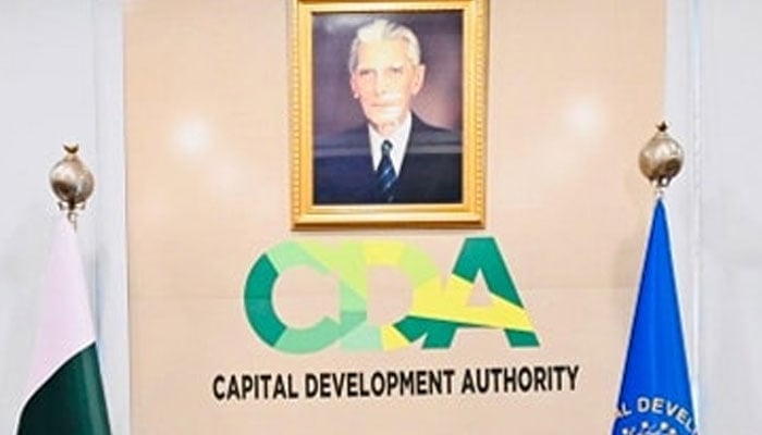 Capital Development Authority (CDA) logo can be seen on the CDA headquarters  wall. — Facebook@cda.isb.pk/File