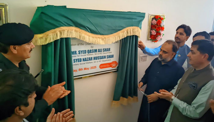 Minister for Social Welfare, Special Education and Women Empowerment Qasim Ali Shah as the chief guest inaugurates a Child Protection Unit (CPU) in Battagram district on May 8, 2025. — Facebook@SQasimAliShah