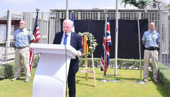 Consul general of the Federal Republic of Germany Dr Rüdiger Lotz addresses the 80th anniversary of liberation from National Socialism and end of World War II on May 8, 2025. — Facebook@GermanyinKHI