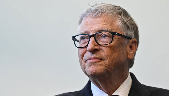 Microsoft founder Bill Gates reacts during a visit to the Imperial College University, in London, Britain, on February 15, 2023. — Reuters